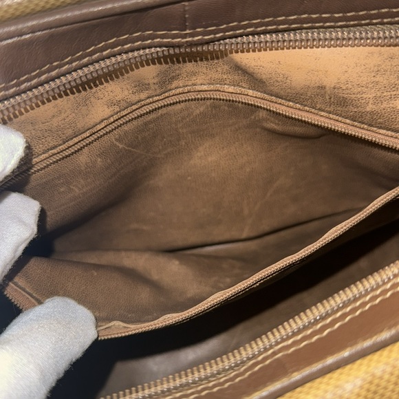 90s VTG Burberrys Boston Duffle Travel Bag Brown Leather Monogram Bag Italy Used - Picture 9 of 16